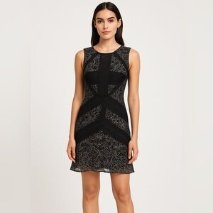 BCBGMAXAZRIA Black Lace Sheath Dress Cocktail Party Size 0